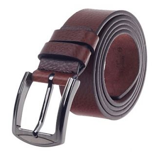 Mens Rich Age Lichee Pattern Cow Split Leather Pin Buckle Belt