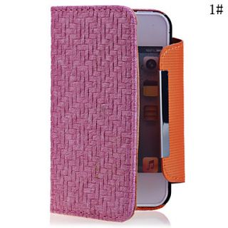 Knit Lines Pattern Leather Full Body Case for iPhone 4/4S(Assorted Color)