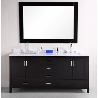 Design Element Espresso Solid Wood Transitional Double Sink Bathroom Vanity