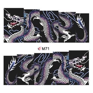 1x10PCS Chinese Style Dragon Pattern Water Transfer Print Nail Art Sticker Decal