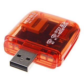 Mini USB 2.0 Memory Card Reader (Red/Pink/Orange/Blue)