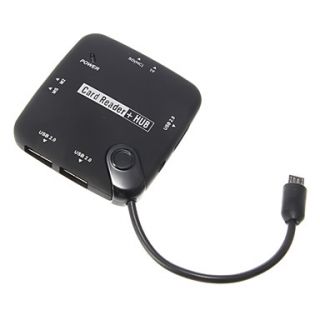 OTG USB Hub and Menory Card Reader (Black)