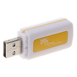 4 in 1 USB 2.0 Multi Card Reader (Pink/Yellow/Black)