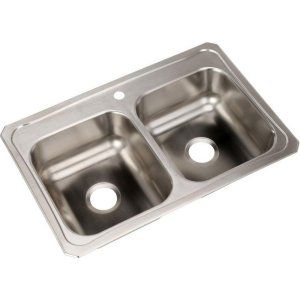Elkay CR33221 Celebrity Top Mount Double Bowl Kitchen Sink, Stainless Steel 33