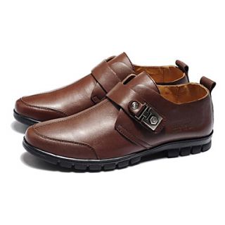 Leather Mens Flat Heel Comfort Loafers Shoes With Buckle
