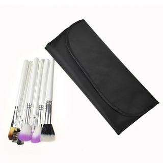 9PCS White Handle Cosmetic Brush Set With Black Bag