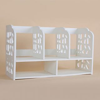 Modern 5 Girds White Wooden Desktop Shelf