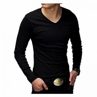 Mens Casual Korean Cotton Long Sleeve T Shirts