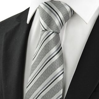 New Striped Grey Classic Mens Tie Necktie for Wedding Party Holiday Gift