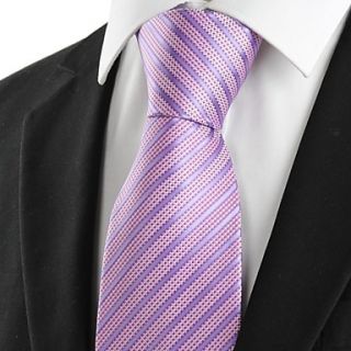 New Striped Lavender Jacquard Mens Tie Formal Necktie for Wedding Holiday Gift