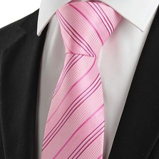 New Striped Pink Jacquard Mens Tie Necktie Wedding Party Holiday Gift