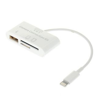3 in one i5 12 USB 2.0 Lightning Connection Memory Card Reader (White)
