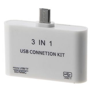 OTG 3 in 1 Smart Card Reader Connection Kit (White)
