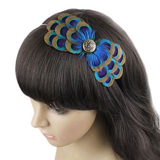 Vintage Blue Feather Headband For Women 1 Pc