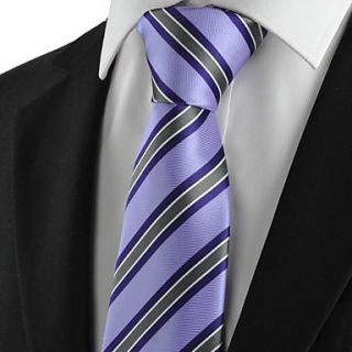 New Striped Purple Mens Tie Suits Necktie for Party Wedding Holiday Gift