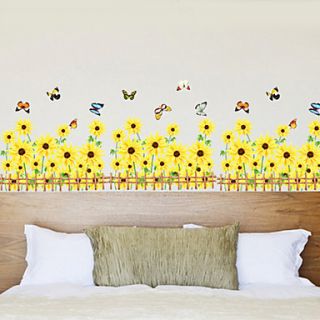 Sunflower Butterfly Removable Wall Vinyl Decal Wall Sticker