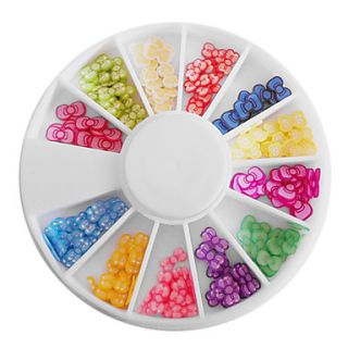 Mixed color Polymer Clay Bowknot Wheel Nail Art Decorations