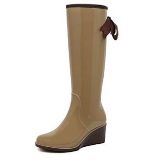 Rubber Womens Wedge Heel Rain Boot Mid Calf Boots(More Colors)