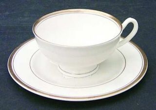 Syracuse Regent Footed Cup & Saucer Set, Fine China Dinnerware   Thick Gold Trim