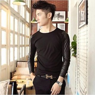 Mens Round Casual Long Sleeve T shirts