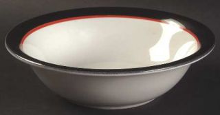 Ranmaru Tuxedo Coupe Cereal Bowl, Fine China Dinnerware   Black & Red Stripes