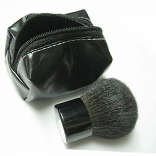 Professional Kabuki Brush Black Goat Hair Blusher Powder Makeup Tool with Pouch
