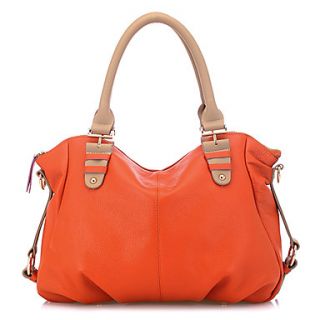 Miyue Womens Casual Real Leather Orange Tote