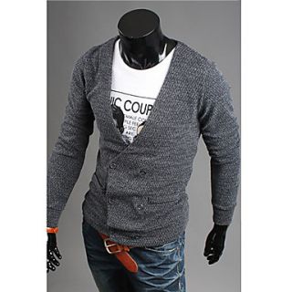 Mens Solid Double Breasts Cardigan