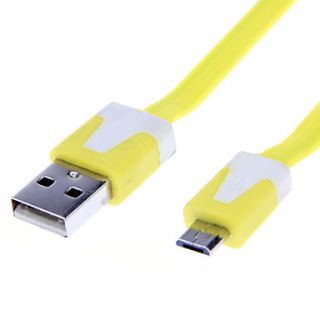 Noodle Style USB Sync Cable USB Charger Cable for Samsung/HTC(Yellow 1.0m)