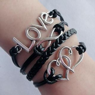 Fashion Combined Symbols Multideck Heart Braided Bracelet