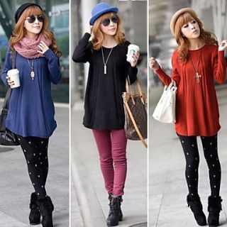Womens Knitted Long Sleeve Loose Pullover Sweater