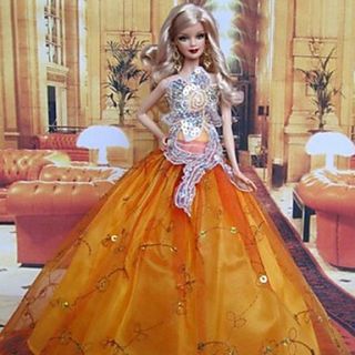 Barbie Doll Midsummer Nights Dream Orange Lace Honorable Dress