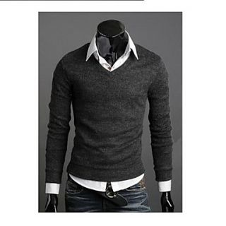 Uyuk Dark Gray Long Sleeve V Neck Thicken Coney Hair All Match Knitwear Base Shirt Sweater