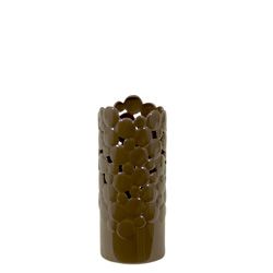 Ceramic Cut Design Small Brown Vase