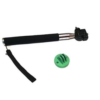 Black Aluminum Alloy Monopod with Green plastic Tripod Mount Adapter for GoPro HD Hero 3/3/2