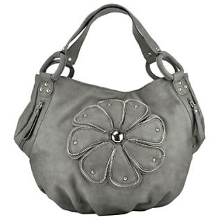 Plicated Slouch of Stud And Zip Flower Pattern Women Bag