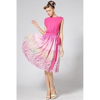 Womens Ruffle Quality Chiffon Floral Ball Gown Dress
