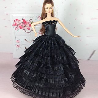 Barbie Doll Black Noble Strapless Princess Wedding Dress