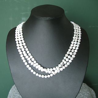 Super Long White Fresh Water Pearl Necklace/ Free Style