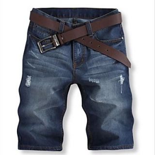 Mens Casual Ripped Short Jeans(Without Belt,Broken Holes Random)