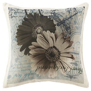 18 Country Flower Print Polyester Decorative Pillow With Insert