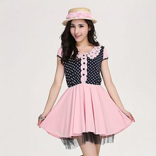 TS  Doll Collar Polka Dots Contrast Color Mini Dress