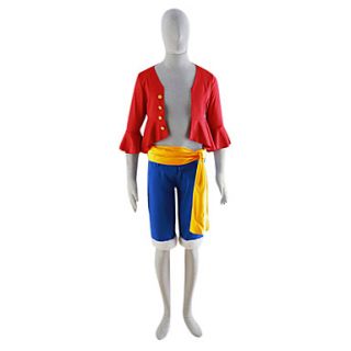 One Piece Monkey D. Luffy Red Blue Cosplay Costume