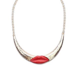 European Style (Lips) Alloy Resin Personality Lady Statement Necklace (Black Red White) (1 pc)