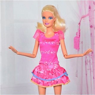 Barbie Doll Fuschia Polyester Short Sleeve Princess Dress
