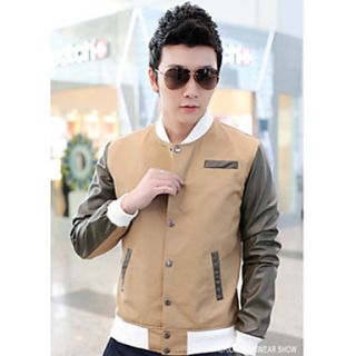 Mens Stand Collar Contrast Color Jacket