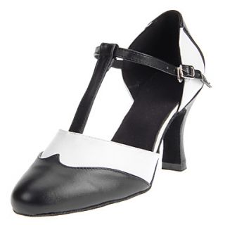 Leather Oxford Style T Strap Chuncky Heel Modern Dance Shoes For Women