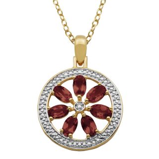Bridge Jewelry Garnet & Diamond Accent Flower Medallion Pendant