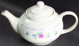 Pfaltzgraff Bonnie Brae  Teapot & Lid, Fine China Dinnerware   Stoneware, Pink&B