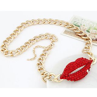 Womens Fashion Gemmy Red Lips Alloy Necklace